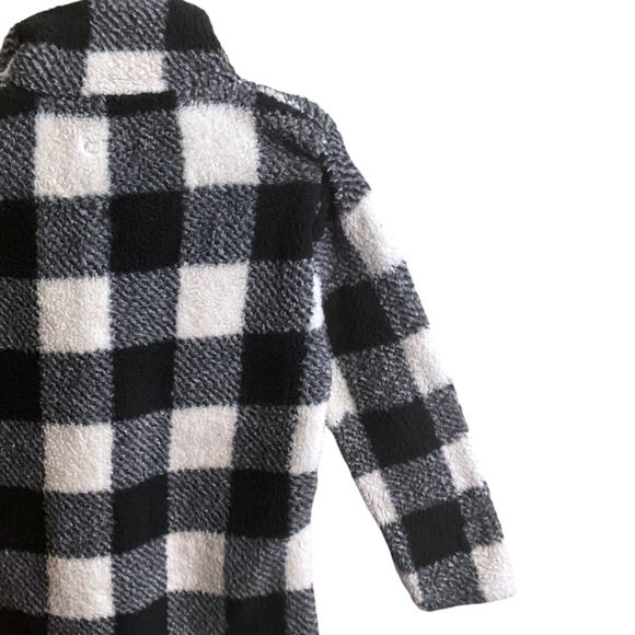 Victory Outfitters Size M 1/4 Zip Black White Buffalo Plaid Fleece Pullover Top - Picture 9 of 12